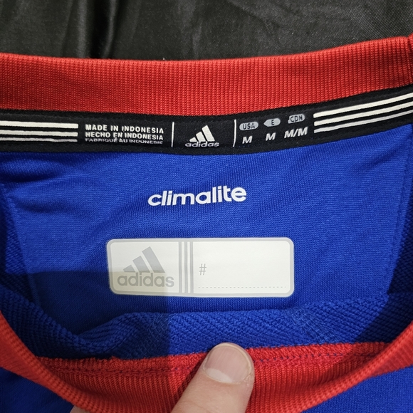 🏀  Adidas Kansas Blue Long Sleeve Shirt size M basketball warmup - Picture 3 of 4